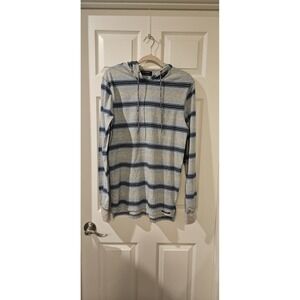 Ocean Current Hooded Lightweight Striped Shirt Mens Lrg Blue Surf Beach Pullover